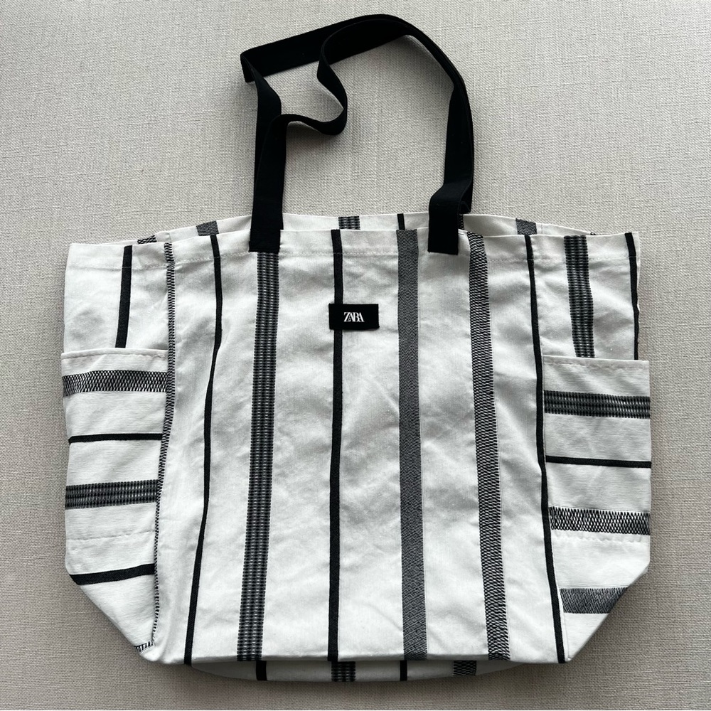 ZARA Striped Tote Bag